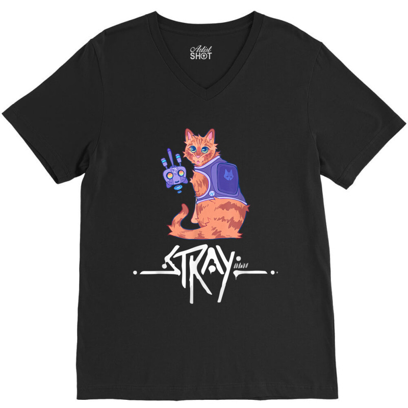 Stray Game Stray Video Game Funny Cat Game V-Neck Tee by cm-arts | Artistshot