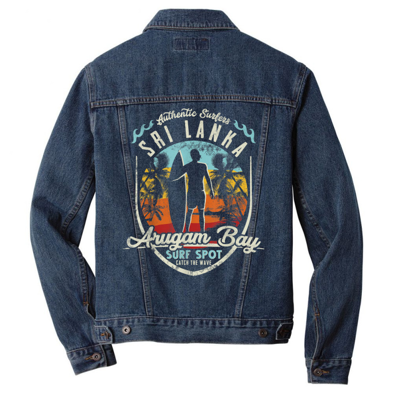 Sri Lanka Surfing Vintage Retro Surfer Arugam Bay Beach T Shirt Men Denim Jacket by cm-arts | Artistshot