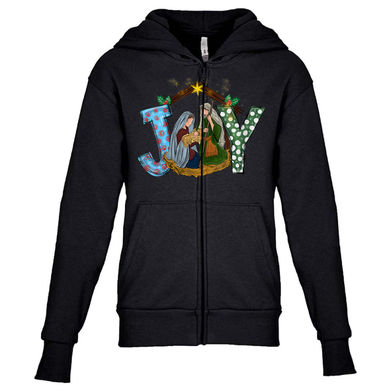 Womens Christmas Joy Baby Jesus Religious Nativity Christian Xmas V Ne Youth Zipper Hoodie by cm-arts | Artistshot