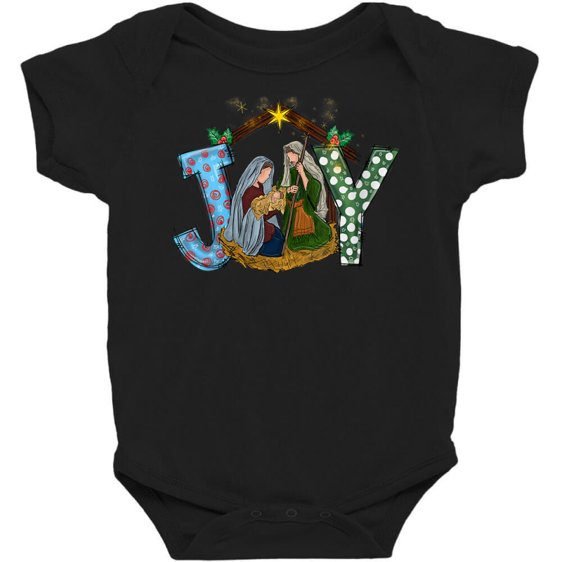 Womens Christmas Joy Baby Jesus Religious Nativity Christian Xmas V Ne Baby Bodysuit by cm-arts | Artistshot