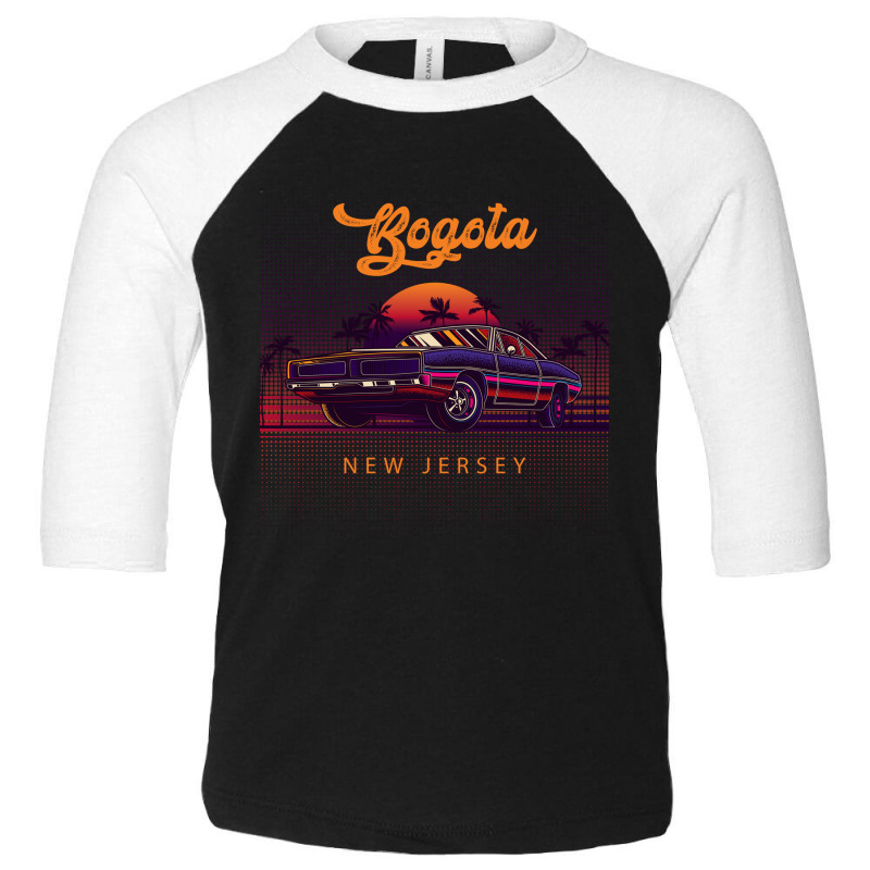 Bogota New Jersey Retro Vintage 80s 90s Muscle Cars Retrowave Aestheti Toddler 3/4 Sleeve Tee by pancakespienova | Artistshot