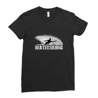 Slalom Waterskier Silhouetted Against Spray Ladies Fitted T-shirt | Artistshot