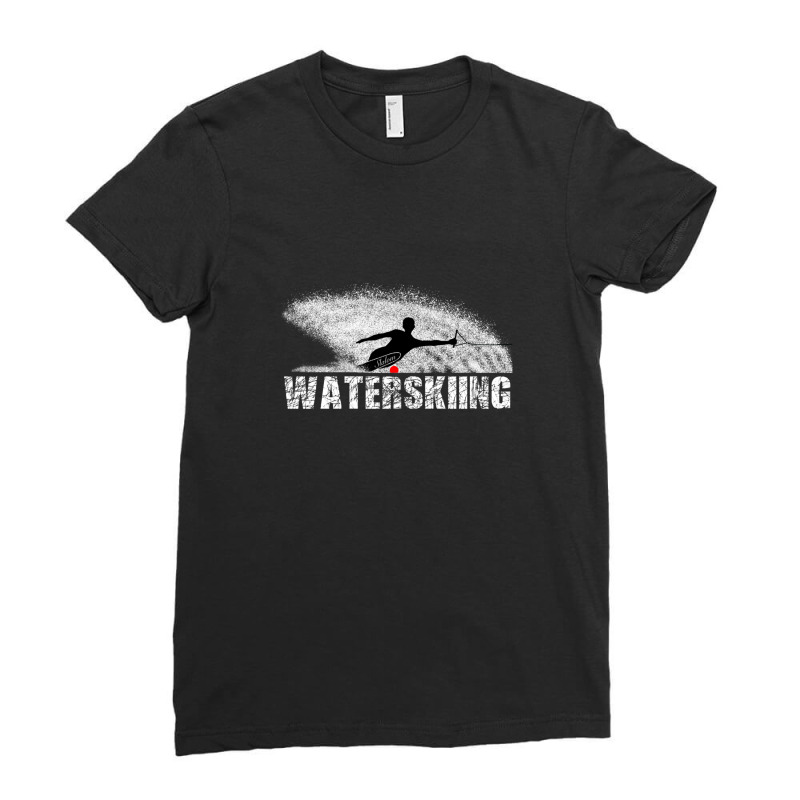 Slalom Waterskier Silhouetted Against Spray Ladies Fitted T-Shirt by ChrisHoskins | Artistshot