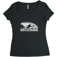 Slalom Waterskier Silhouetted Against Spray Women's Triblend Scoop T-shirt | Artistshot