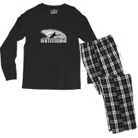 Slalom Waterskier Silhouetted Against Spray Men's Long Sleeve Pajama Set | Artistshot