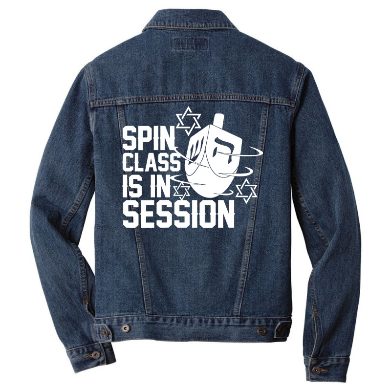 Womens Spin Class Is In Session Dreidel Funny Hanukkah Jewish Gift Vne Men Denim Jacket | Artistshot