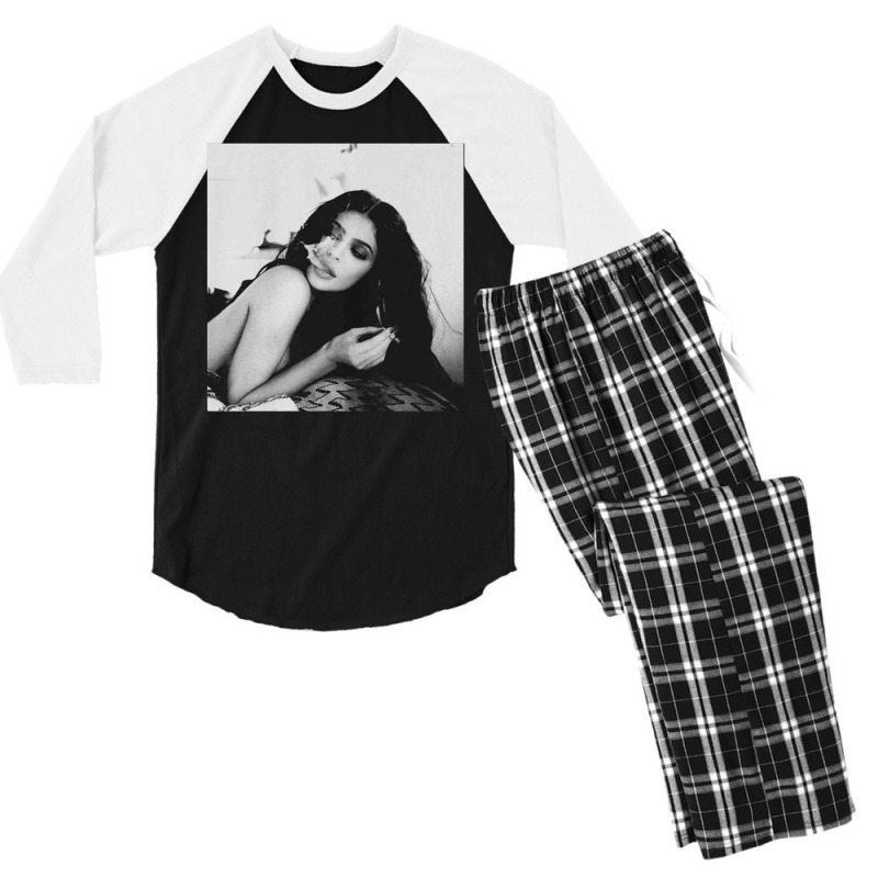 Kylie Smoking, Kylie, Smoking, The Kylie Smoking, Kylie Smoking Painti Men's 3/4 Sleeve Pajama Set | Artistshot