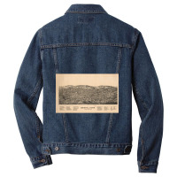 Vintage Pictorial Map Of Bristol Ct (1889) Men Denim Jacket | Artistshot