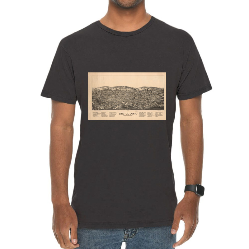 Vintage Pictorial Map Of Bristol Ct (1889) Vintage T-Shirt by THOMASRAFFERTY | Artistshot