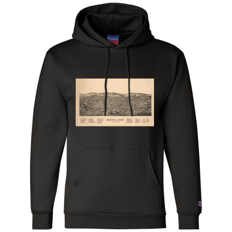 Vintage Pictorial Map Of Bristol Ct (1889) Champion Hoodie by THOMASRAFFERTY | Artistshot