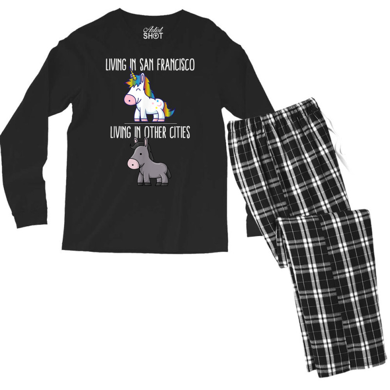 Living In San Francisco Pride California Unicorn Love Men's Long Sleeve Pajama Set by Outpost | Artistshot