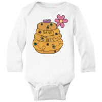 Save The Bees Honey Pot Long Sleeve Baby Bodysuit | Artistshot