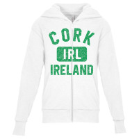 Cork Ireland Irl Gym Style Distressed Green Print Youth Zipper Hoodie | Artistshot