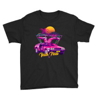 Beach Please Futuristic Car Retro Sunset Synthwave Youth Tee | Artistshot