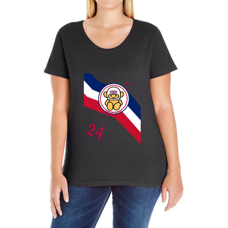 James Hunt Teddy Bear-breasted Hesketh Racing Sponsor Stripes Ladies Curvy T-Shirt by DawnBee | Artistshot