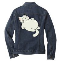 Full Cat Sleeping Ladies Denim Jacket | Artistshot