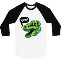 Spooky T-rex Skull 3/4 Sleeve Shirt | Artistshot