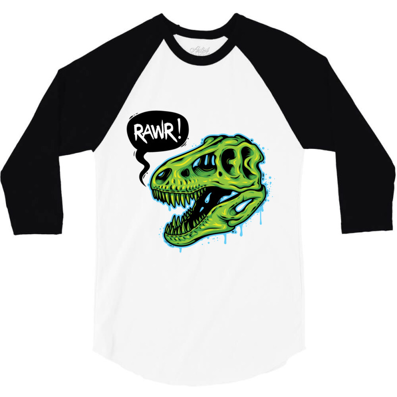 Spooky T-rex Skull 3/4 Sleeve Shirt | Artistshot