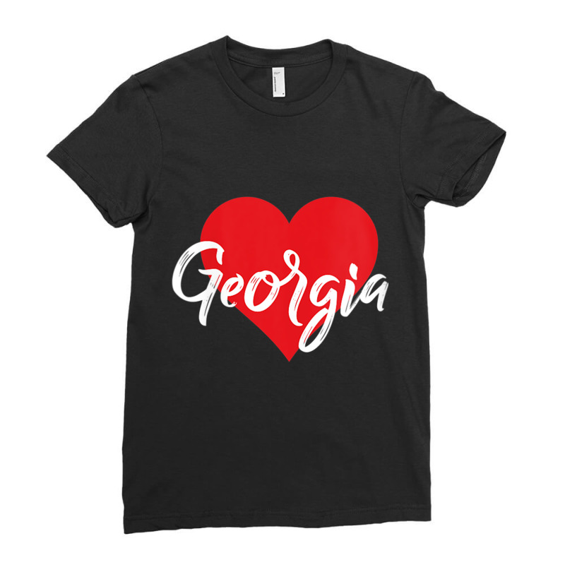 Womens I Love Georgia Tshirt For Women Georgian Lover Gift Idea V Neck Ladies Fitted T-Shirt by cm-arts | Artistshot