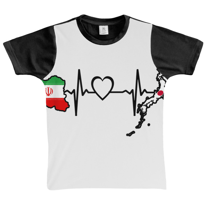 Iran Japan Flag Iranian Japanese Heartbeat T Shirt Graphic Youth T-shirt by cm-arts | Artistshot