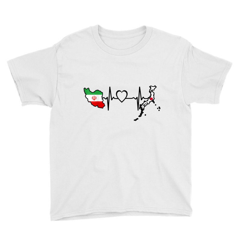 Iran Japan Flag Iranian Japanese Heartbeat T Shirt Youth Tee by cm-arts | Artistshot