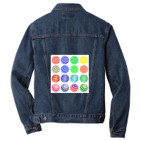 Set Of Colorful Round Symbols Isolated On White Background Men Denim Jacket | Artistshot