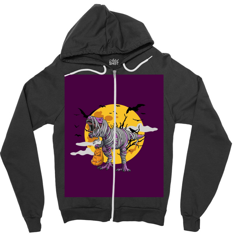 Halloween Dinosaur T-rex Mummy Pumpkin  Graphic Zipper Hoodie | Artistshot