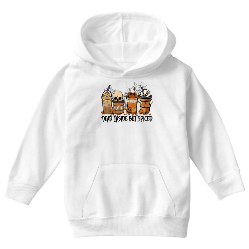 Dead Inside But Spiced Pumpkin Halloween Spooky Season Ghost Pullover Youth Hoodie by bujydotuxi | Artistshot