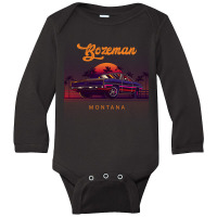 Bozeman Montana Retro Vintage 80s 90s Muscle Cars Retrowave Aesthetic Long Sleeve Baby Bodysuit | Artistshot