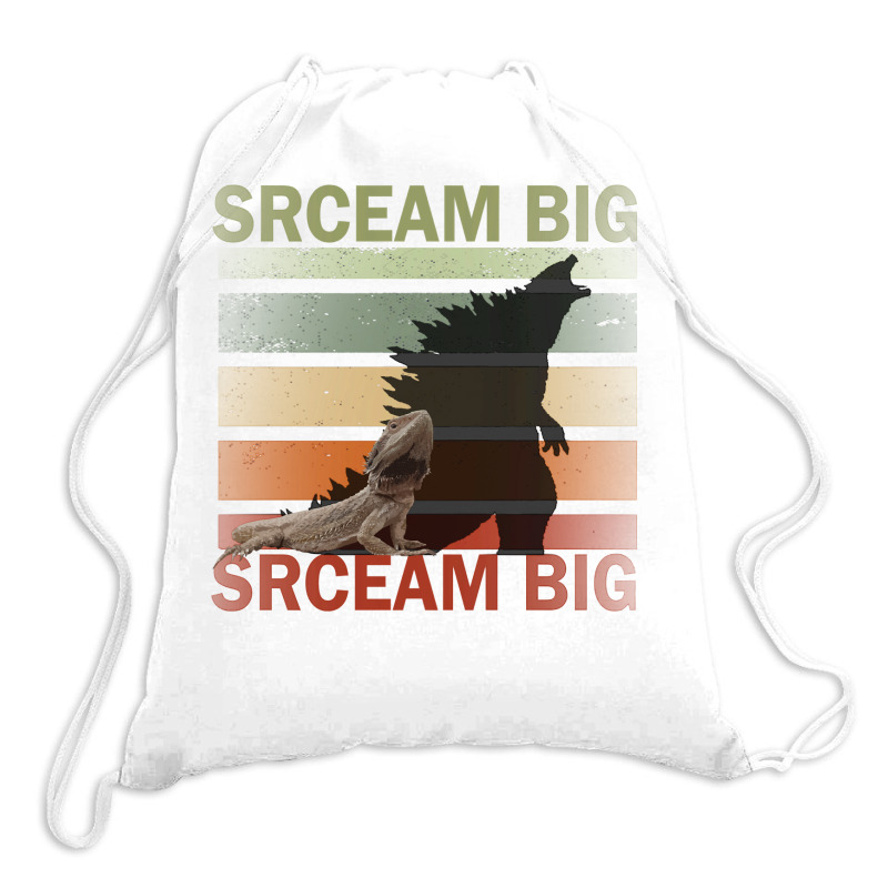 Scream Big. Lucky Lizard With Dinosaur Shadow For Pet Lover Long Sleev Drawstring Bags | Artistshot