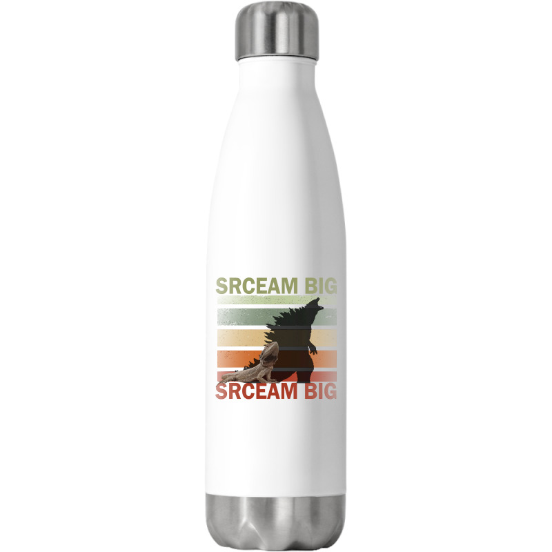 Scream Big. Lucky Lizard With Dinosaur Shadow For Pet Lover Long Sleev Stainless Steel Water Bottle | Artistshot