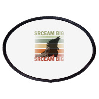 Scream Big. Lucky Lizard With Dinosaur Shadow For Pet Lover Long Sleev Oval Patch | Artistshot