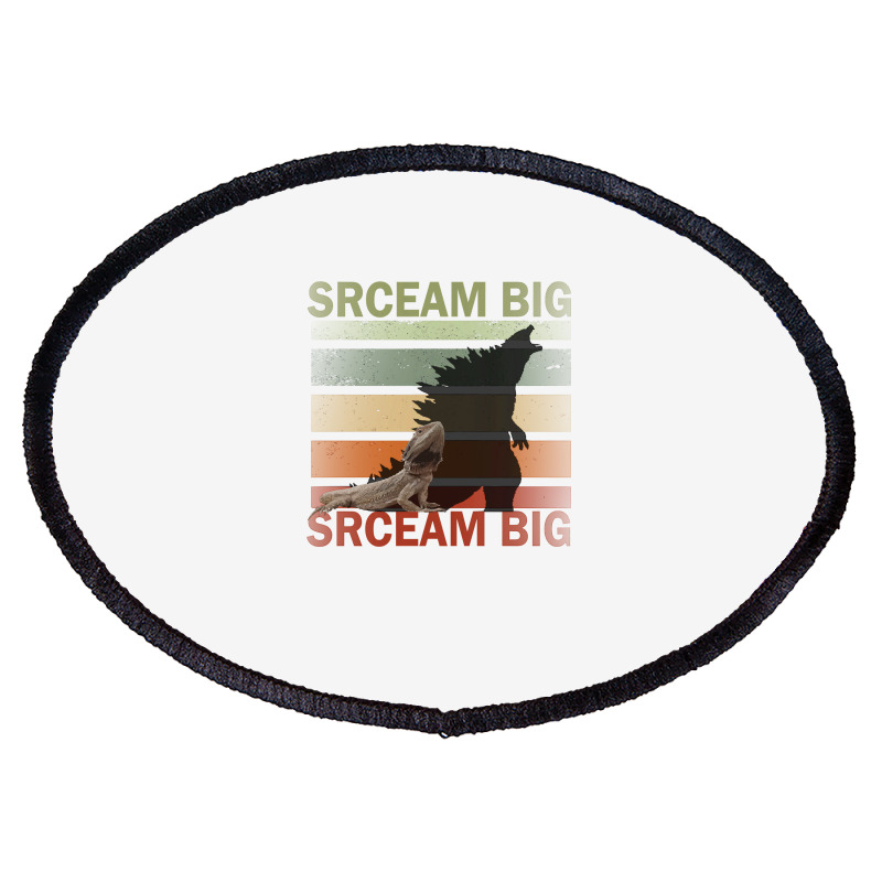 Scream Big. Lucky Lizard With Dinosaur Shadow For Pet Lover Long Sleev Oval Patch | Artistshot