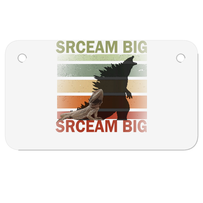 Scream Big. Lucky Lizard With Dinosaur Shadow For Pet Lover Long Sleev Motorcycle License Plate | Artistshot