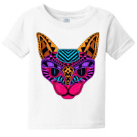 Black Cat Colorful Radiant Cat Head T Shirt Baby Tee | Artistshot