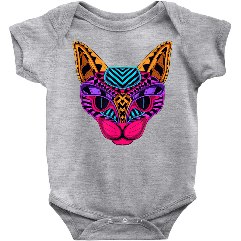 Black Cat Colorful Radiant Cat Head T Shirt Baby Bodysuit by alishia3asa | Artistshot