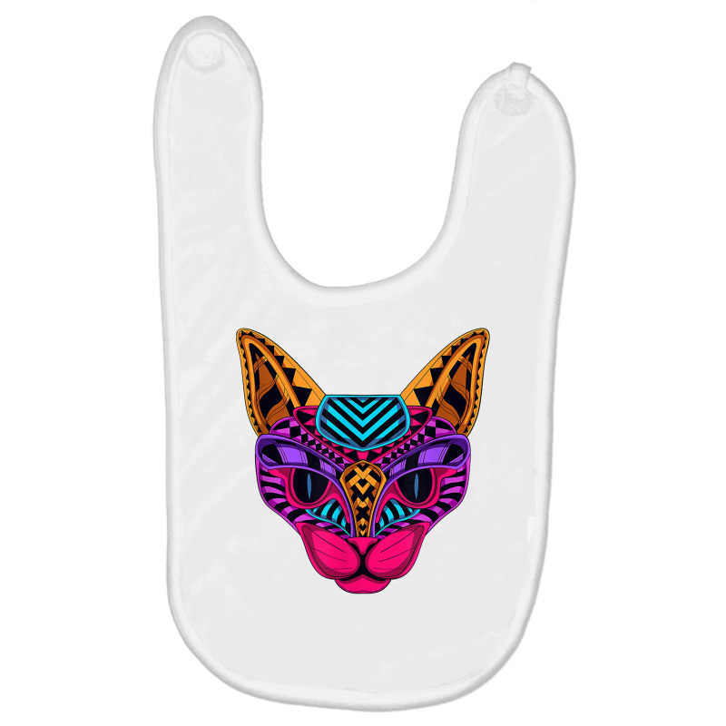 Black Cat Colorful Radiant Cat Head T Shirt Baby Bibs by alishia3asa | Artistshot