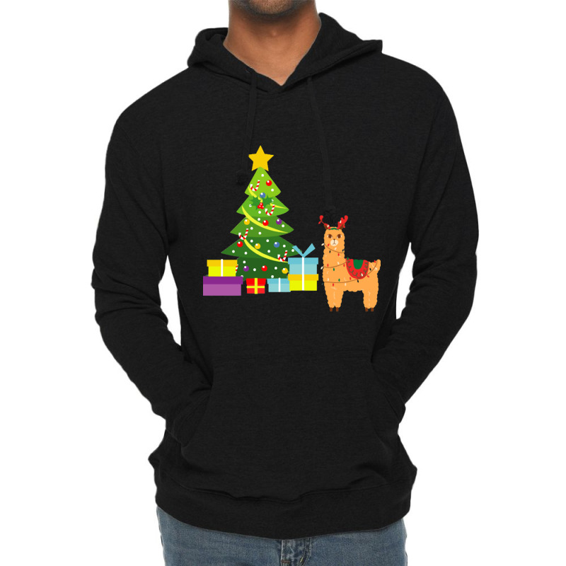 Fa La La La Llama Christmas Lights Snowflakes, Lightweight Hoodie | Artistshot