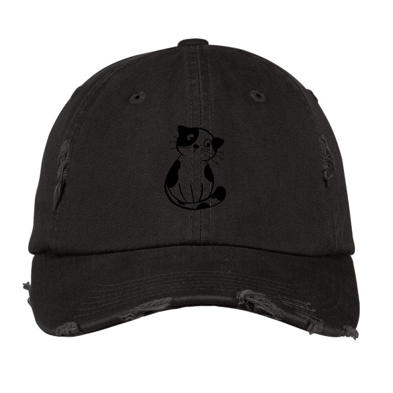 Black And White Cartoon Cat Vintage Cap by DustinNewman | Artistshot