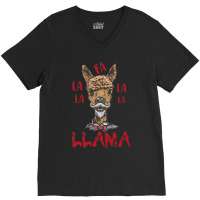 Fa La La La Llama Christmas Santa V-neck Tee | Artistshot