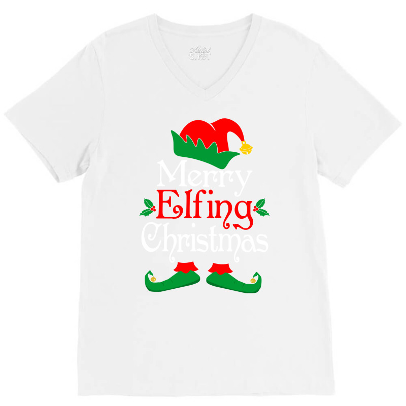 Merry Elfing Christmas Elves Gifts Funny Elf Xmas Long Sleeve T Shirt V-neck Tee | Artistshot