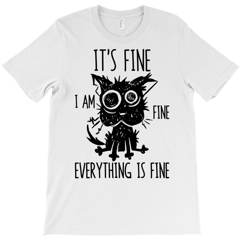 It's Fine I'm Fine Everything Is Fine Stressed Out Black Cat Long Slee T-Shirt by cm-arts | Artistshot