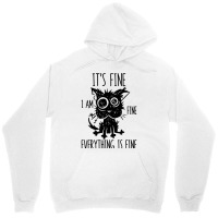 It's Fine I'm Fine Everything Is Fine Stressed Out Black Cat Long Slee Unisex Hoodie | Artistshot