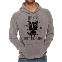 It's Fine I'm Fine Everything Is Fine Stressed Out Black Cat Long Slee Vintage Hoodie | Artistshot