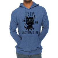 It's Fine I'm Fine Everything Is Fine Stressed Out Black Cat Long Slee Lightweight Hoodie | Artistshot