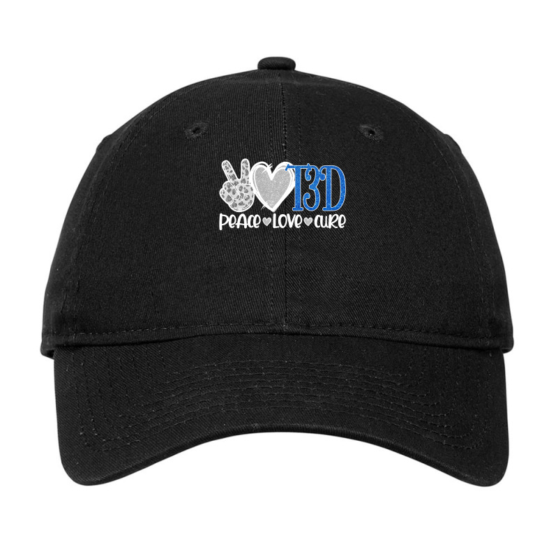 Peace Love Cure Type 3 Diabetes Awareness T3d Blue Ribbon Pullover Hoo Adjustable Cap by cm-arts | Artistshot