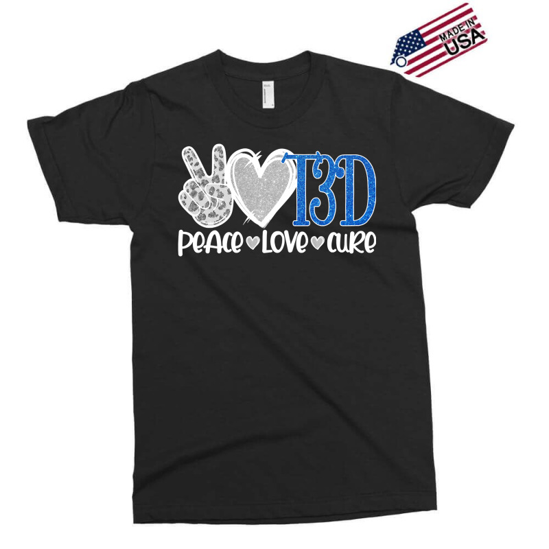 Peace Love Cure Type 3 Diabetes Awareness T3d Blue Ribbon Pullover Hoo Exclusive T-shirt by cm-arts | Artistshot