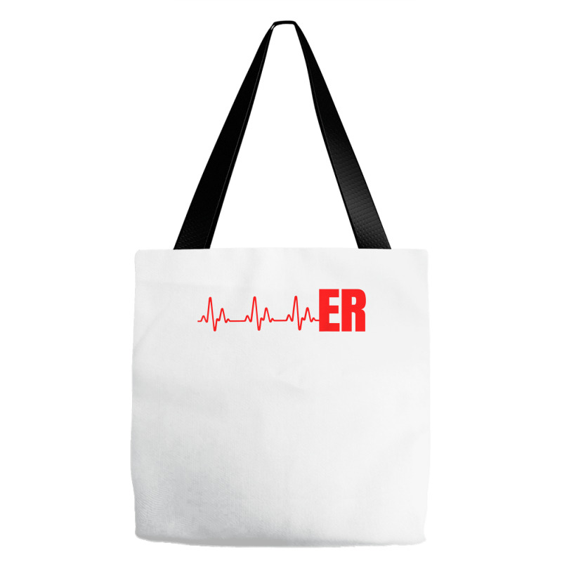 Emergency Medicine Emergency Room Nurse Er Heartbeat T Shirt Tote Bags | Artistshot