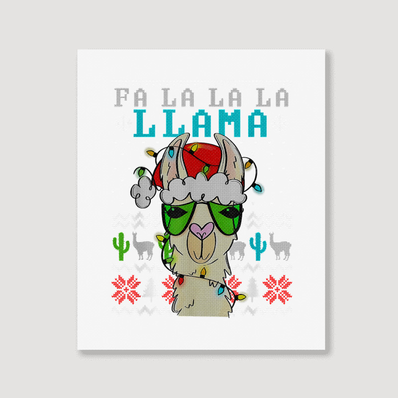 Fa La La La La Merry Christmas Funny Santa Llama Ugly T Shirt Portrait Canvas Print | Artistshot