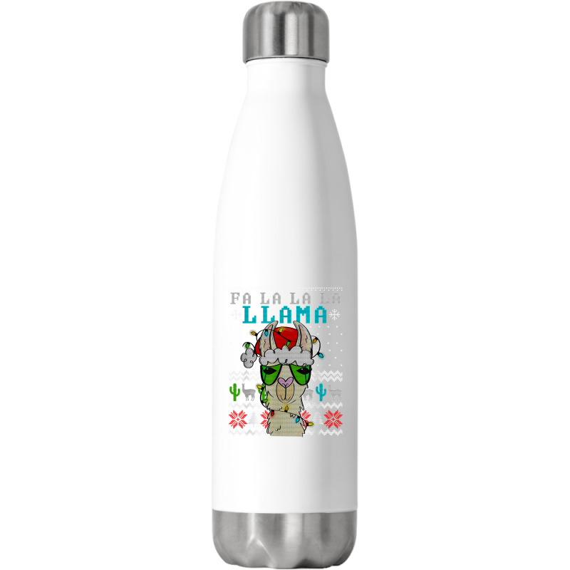 Fa La La La La Merry Christmas Funny Santa Llama Ugly T Shirt Stainless Steel Water Bottle | Artistshot